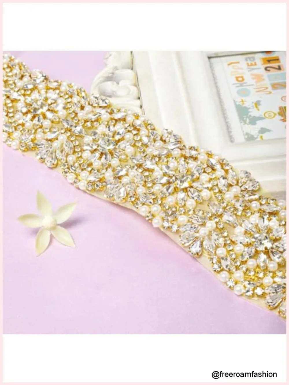 Rhinestone Wedding Applique Belt Sash Crystal Bridal Dress Trim